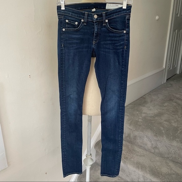 Rag & Bone Denim Mid Rise Skinny Leg Woodford Wash Denim Jeans Size 24 W1502K520 - Picture 4 of 9